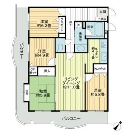 ライオンズマンション城南第2の物件間取画像